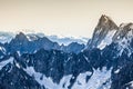 View of Mont Blanc mountain range from Aiguille Du Midi in Chamonix - landscape orientation Royalty Free Stock Photo