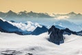 View of Mont Blanc mountain range from Aiguille Du Midi in Chamonix - landscape orientation Royalty Free Stock Photo