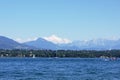 View on Mont-Blanc over lake Royalty Free Stock Photo