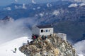 The view of the Mont Blanc summit and of the Refuge Bivouac Vallot Royalty Free Stock Photo