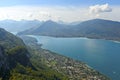 View from Mont Veyrier across Lake Annecy, Annecy, Haute-Savoie, France