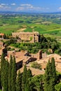 View of Montalcino town from the Fortress in Val d`Orcia, Tuscan Royalty Free Stock Photo