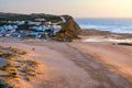 View of the Monte Clerigo beach on the western coastline of Portugal, Algarve. Stairs to beach Praia Monte Clerigo near Aljezur, Royalty Free Stock Photo