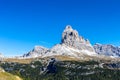 View from Monte Piana to Three Peaks, Dolomites Royalty Free Stock Photo