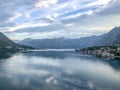 View of Montenegro Bay of Kotor in the morning before sunrise Royalty Free Stock Photo