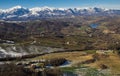 View of Monti Sibillini National Park in the winter season with snow