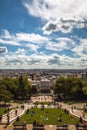 View from Montmartre to summer Paris and beautiful blue sky with soft clouds