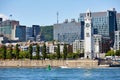 View of montreal cityscape, sailor`s memorial clock tower and saint lawrence river in Montreal, Quebec, Canada Royalty Free Stock Photo