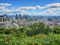 View of Montreal from the Mont Royal Kondiaronk Belvedere lookout in Montreal, Quebec, Canada Royalty Free Stock Photo
