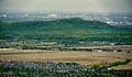 View on Montreal Olympic Stadium and Saint-Hilaire village Royalty Free Stock Photo