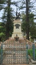 View of the monument dedicated to Abdon Calderon in the park Calderon in the historical center of the city of Cuenca