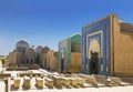 View of the monument of medieval architecture Shahi Zinda-ensemble of mausoleums Karakhanid and Timurid nobility. Samarkand, Royalty Free Stock Photo