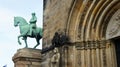 View of Monument of the Reichskanzler Otto von Bismarck on horseback near the Cathedral of St. Peter, Bremen, Germany Royalty Free Stock Photo