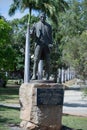 Captain Cook statue and plaque, Cook`s Landing, Endeavour River, Cooktown. Royalty Free Stock Photo