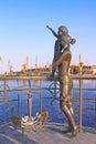 View of monument to SAILOR WIFE in the port in the summer, Odesa, Ukraine