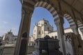 View of the Monumental cemetery of Milan, detail of the loggia, Italy