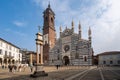 View of Monza Cathedral, a masterpiece of Romanesque and Gothic styles, housing the Iron Crown