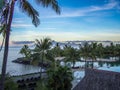 View of Moorea Island from Intercontinental Resort and Spa Hotel in Papeete, Tahiti, French Polynesia