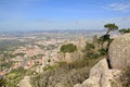 View of Moorish Castle and Sintra town from the top, Portugal, Europe Royalty Free Stock Photo