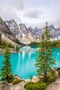 View at the Moraine Lake in Canadian Rocky Mountains near Banff Royalty Free Stock Photo