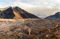 View from the moraine near Lobuche to Lhotse and Nuptse - Nepal, Himalayas. Royalty Free Stock Photo