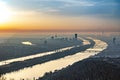 View in morning light to Vienna with river Danube Royalty Free Stock Photo