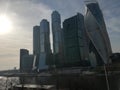 view of the Moscow City district and skyscrapers from the other side of the river Royalty Free Stock Photo
