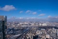 View from the Moscow City tower. Panorama of the winter city Royalty Free Stock Photo
