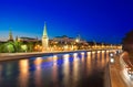 View of the Moscow Kremlin and Moskva river at nig