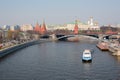 View of the Moscow Kremlin over the Moscow river Royalty Free Stock Photo