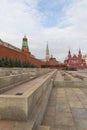 View of the Moscow Kremlin, State Historical Museum and Lenin`s Mausoleum on the Red Square, Russia. Royalty Free Stock Photo