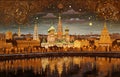 A view of the Moscow with the Kremlin in style of Gustav Klimt