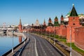 View on Moscow Kremlin Wall and Moscow River Embankment Royalty Free Stock Photo