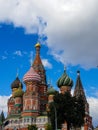 View on Moscow Red Square, Kremlin towers, stars and Clock Kuranti