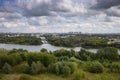View of the Moscow River in Kolomenskoye Park from the height of the Dyakovo Gorodishche, Moscow city, Russia