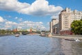 View on the Moscow river, Prechistenskaya and Bersenevskaya embankments, 