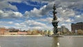 Moscow River and the statue of Peter the Great Royalty Free Stock Photo