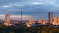 View of moscow russia on a warm summer evening. Ostankino tower. sunset Royalty Free Stock Photo