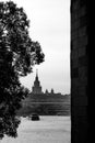 View of the Moscow State University from the embankment of the Moscow River.