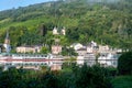 View on Mosel river, hills with vineyards old town Traben-Trarbach, Germany Royalty Free Stock Photo
