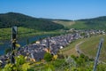 The view of the Moselle, vineyards and the small town of Zeltingen-Rachtig Royalty Free Stock Photo