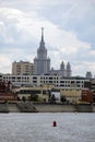 View of the Moskva river embankment in Moscow. The Ukraine hotel