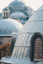 View of the mosque domes from the outside. Istanbul, Turkey