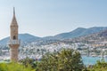 View of Mosque minaret Aerial view of Bodrum harbor Royalty Free Stock Photo