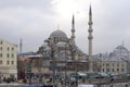 View of the mosque Yeni Jami gloomy january day. Istanbul