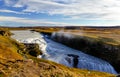 View of the most amazing Gullfoss, Iceland`s most famous waterfall. Royalty Free Stock Photo