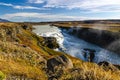 View of the most amazing Gullfoss, Iceland`s most famous waterfall. Royalty Free Stock Photo