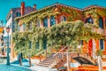 View of the most beautiful place of Venice, narrow streets, houses,building Giorgio Cini Foundation. Italy Royalty Free Stock Photo