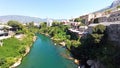 A view of Mostar from the bridge on river Neretva Royalty Free Stock Photo