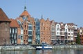 Gdansk Old Town Motlawa River Embankment And A Boat